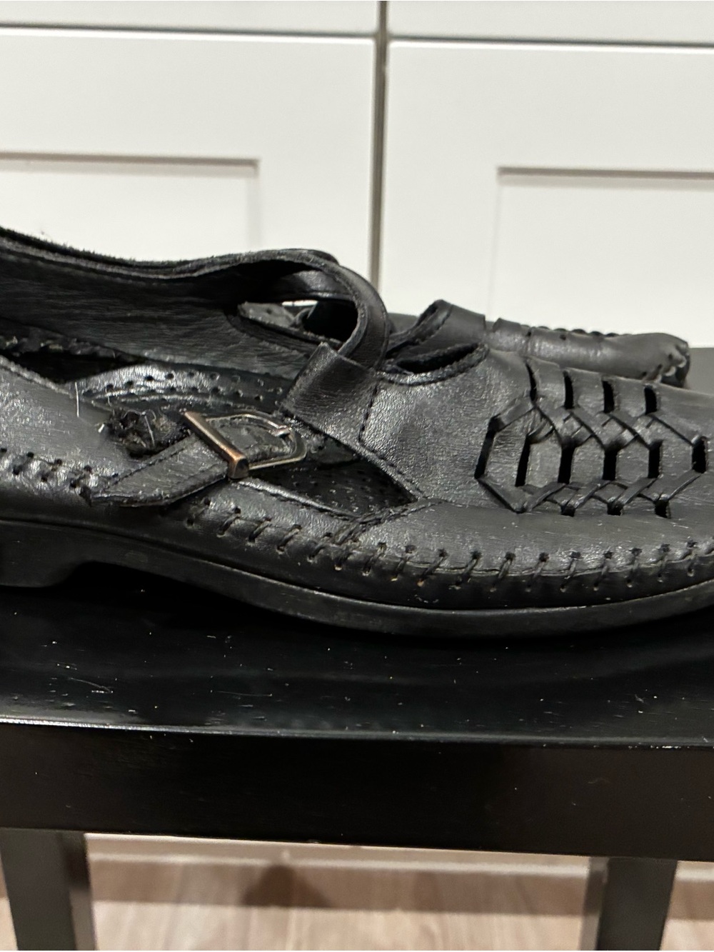 Vintage Dexter Black Leather Mary Janes Made in USA 7.5 90s Grunge Dark Academia